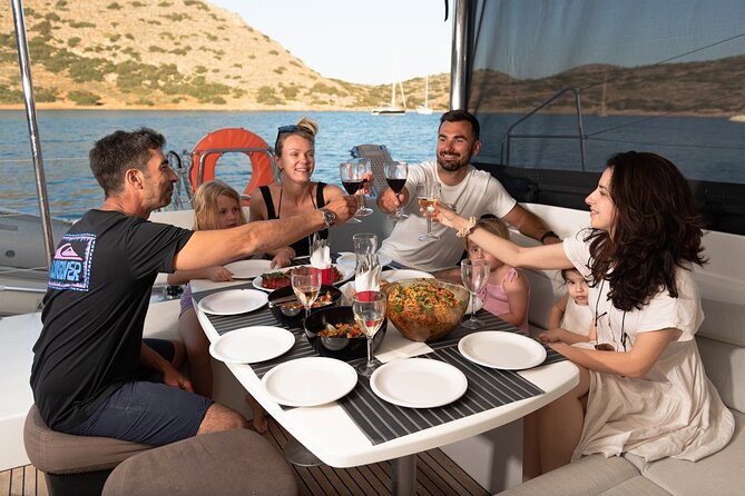 Ag.Nikolaos: Catamaran Trip with Sushi, Drinks, & Water Toys - Barbarossa Cave and Spinalonga: views with history, without the crowd grind