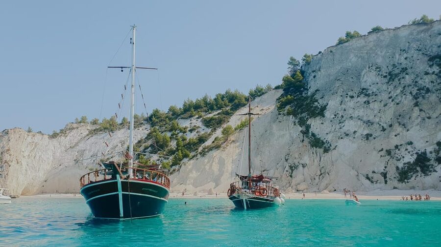 Argostoli: Full-Day Boat Trip with Lunch & Wine - Stop 1: White Rocks Beach for snorkeling and cliffside swims