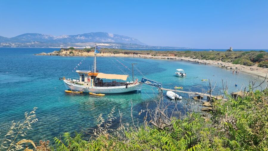 Argostoli: Full-Day Traditional Boat Cruise with Lunch - White Rocks Beach: the swim stop that sets the tone