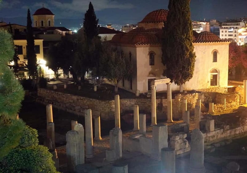 Athens by Night: Social Walking Tour to Meet, Connect, & Explore - Monastiraki Finish: Ruins, Night Streets, and a Final Acropolis Glow