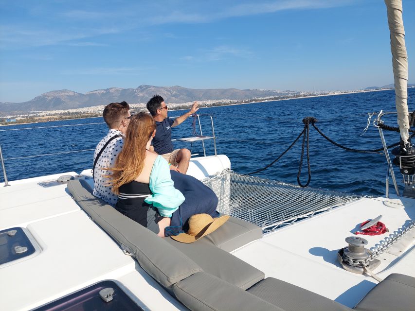 Athens: Catamaran Cruise with Fresh Lunch and Wine - Voula meal onboard: fresh Greek lunch, fruits, wine, and no rush