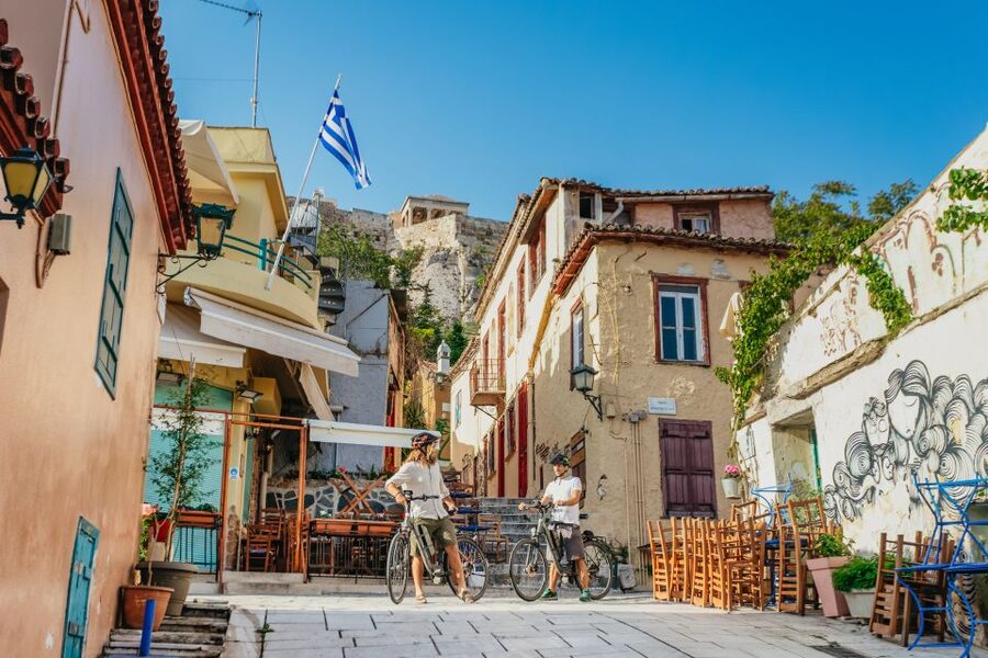 Athens: City Electric Bike Tour with Acropolis Visit Option - Passing the Acropolis Museum, then down toward Thiseio