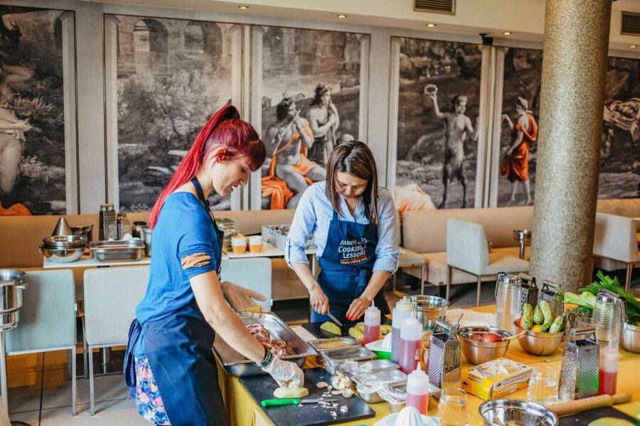 Athens: Greek Cuisine Cooking Class and 3-Course Dinner - Main course cooking: herbs, vegetable logic, and Greek meat choices