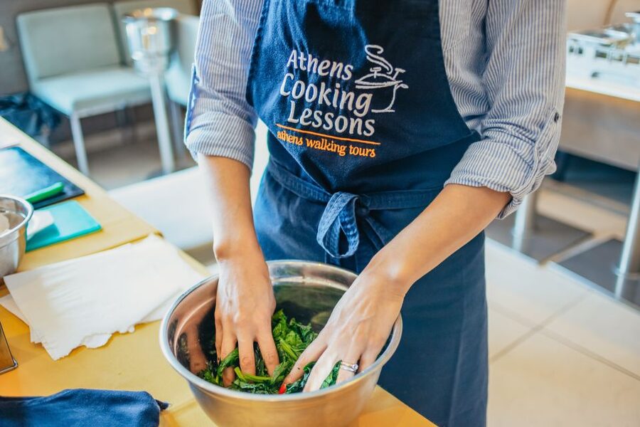 Athens: Greek Cuisine Cooking Class and 3-Course Dinner - Eating your 3-course meal with local wine and an Acropolis backdrop