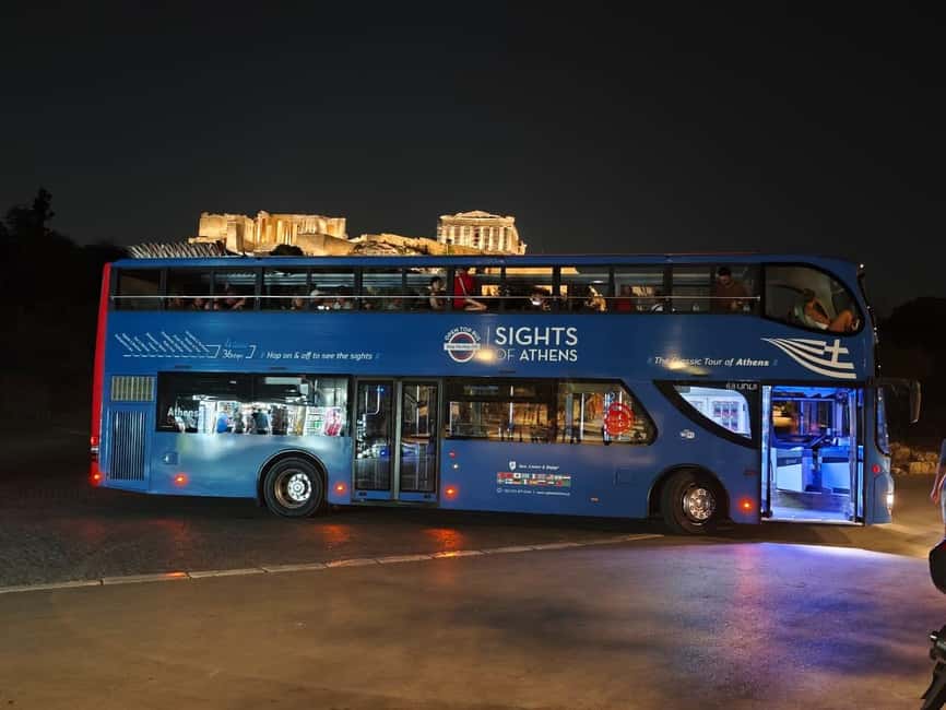Athens panoramic tour by night with open double decker bus - Boarding the Open Double-Decker: Comfort, Air, and Realistic Expectations