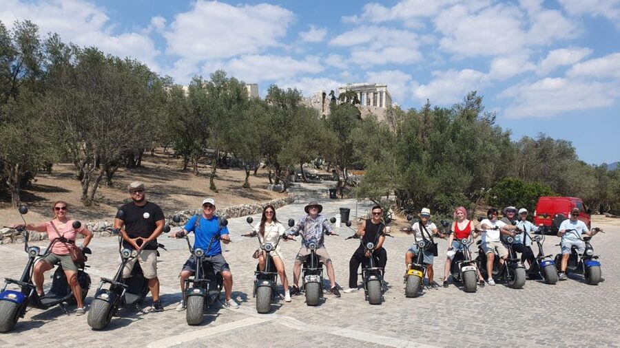 Athens: Premium Guided E-Scooter Tour in Acropolis Area - Pnyx Hill: the birthplace of democracy, seen from a break stop