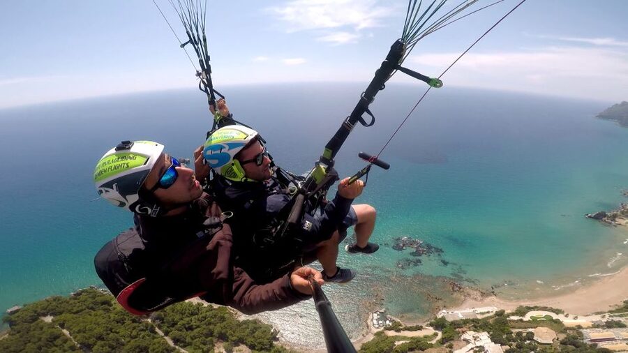 Corfu: Paragliding Tandem Flight Above Pelekas Town - Tandem paragliding over Pelekas, the easy way to see Corfu from above