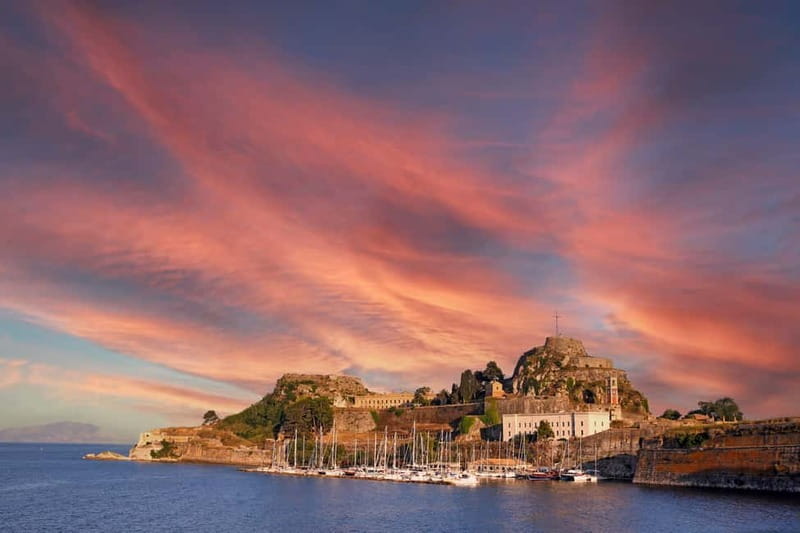 Corfu Sunset Cruise Escape with live DJ, drinks and snacks - Corfu Town from the water: Old Town views and Venetian fortresses