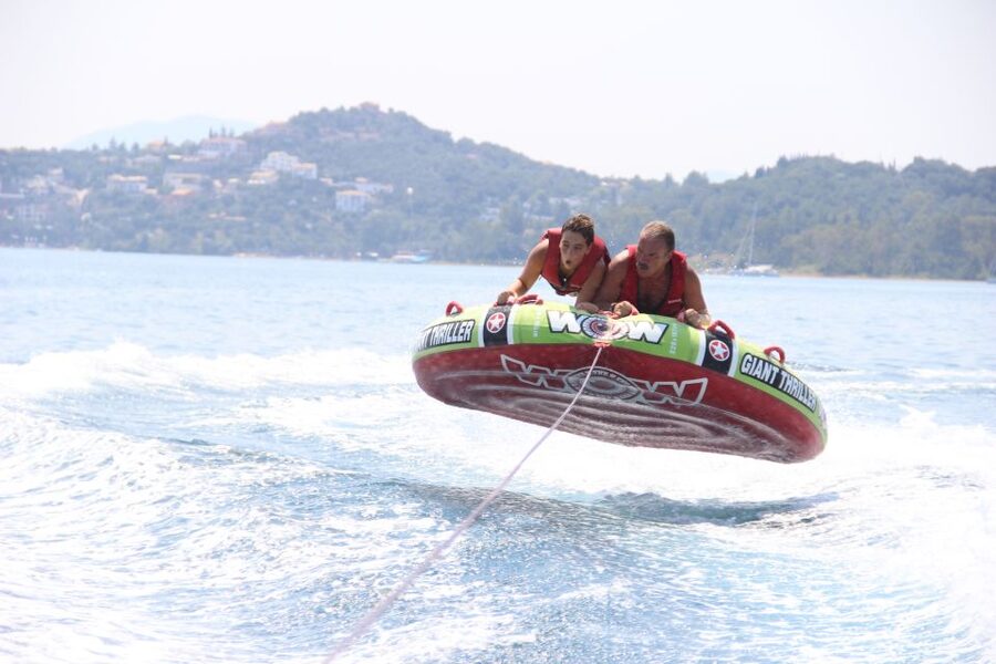 Corfu: Watersports - Inflatable Rides near Corfu Town - Finding the Floating Pontoon by Elea Beach Hotel