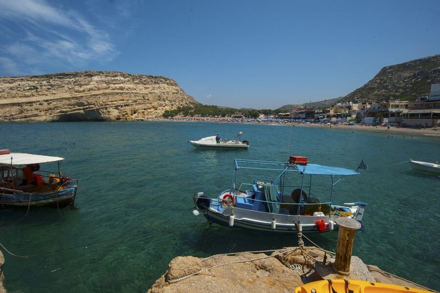 Crete: Matala Beach and Hippie caves, Red beach - The walk to Red Beach: worth the effort, plan your shoes and pace
