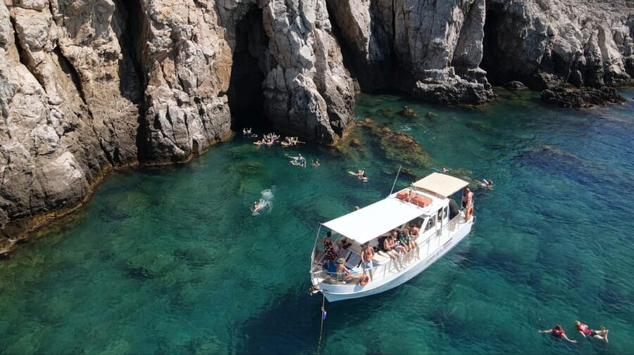 Faliraki: Boat Trip to Afantou Caves, Antony Quinn, Ladiko - Snorkeling gear, float aids, and time in the water for beginners