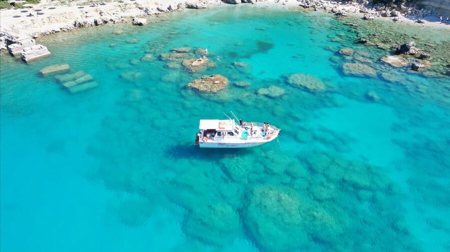Faliraki: Boat Trip to Afantou Caves, Antony Quinn, Ladiko - Photo moments, onboard music, and crew tips that make the day better
