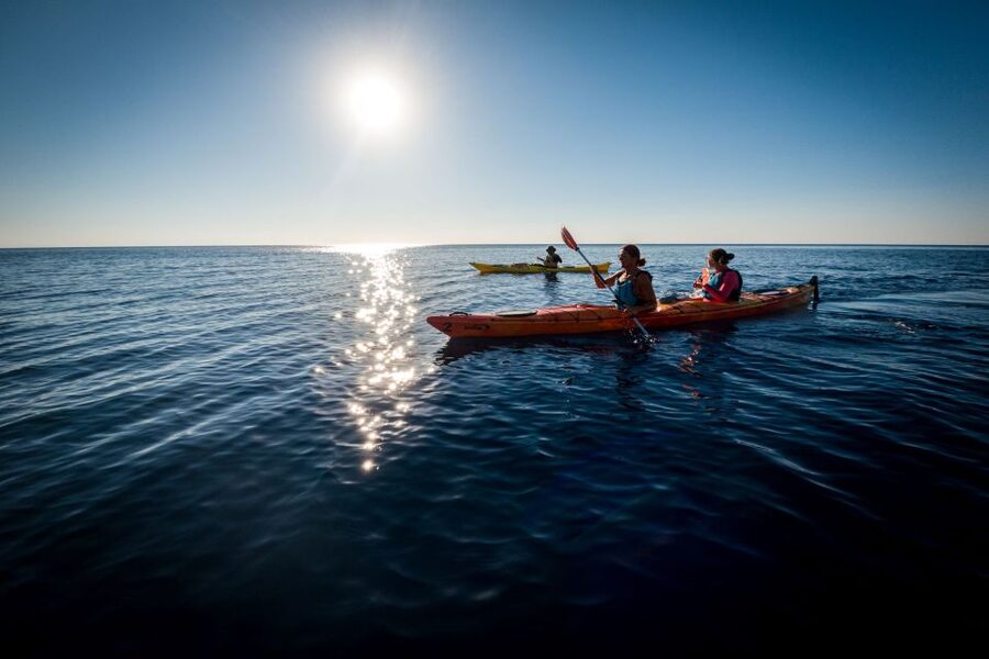 Faliraki: Sunrise Sea Kayaking Experience with Breakfast - Ladiko Beach breakfast: Greek food with sea views