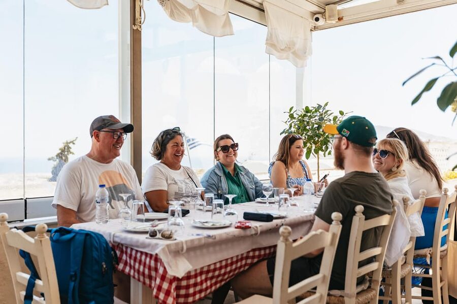 Fira: Guided Foodie Walking Tour with Tastings - Caldera Edge Walking, Volcano Views, and Souvlaki Stops
