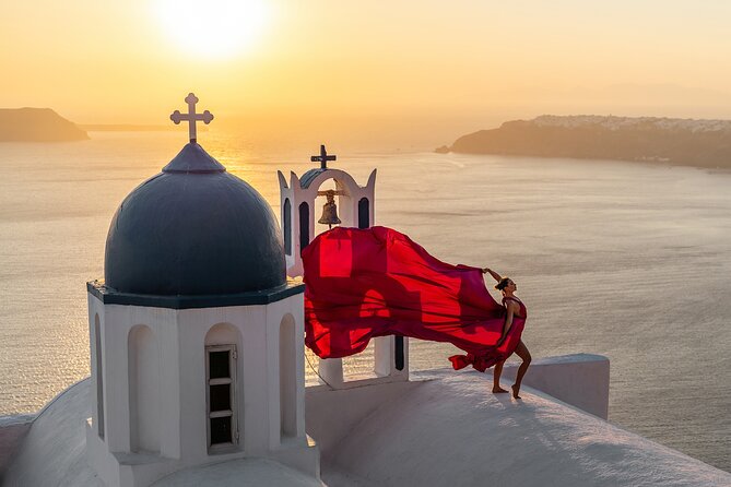 Flying Dress Photoshoot in Santorini by Flying Dress Photo © - First Comes the Dress Catalog, Not Last-Minute Panic