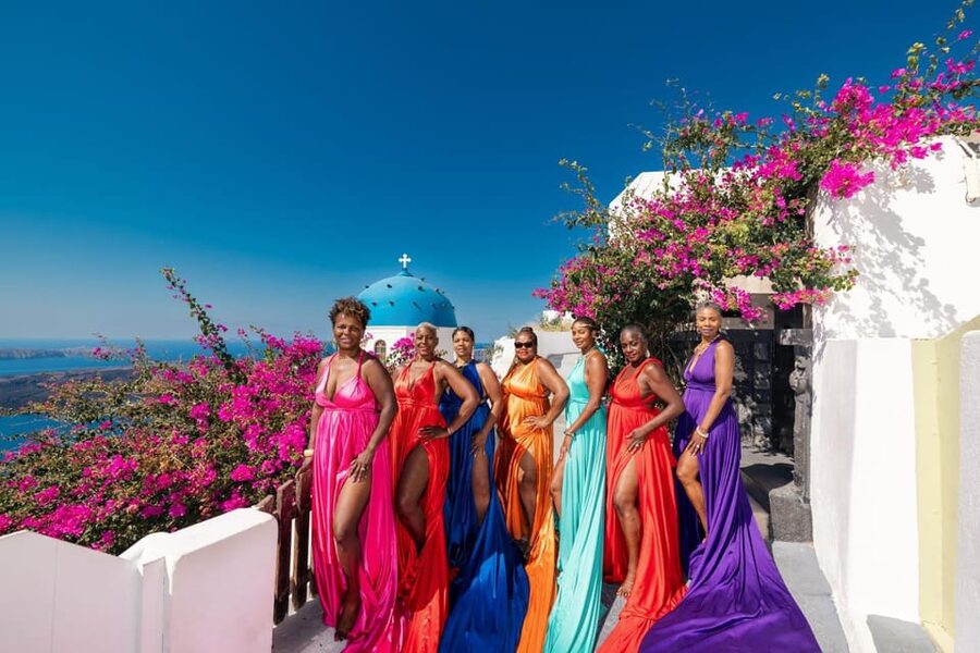 Flying dress Photoshoot in Santorini with Hotel Pickup - Photos and videos: raw files today, edited photos delivered later