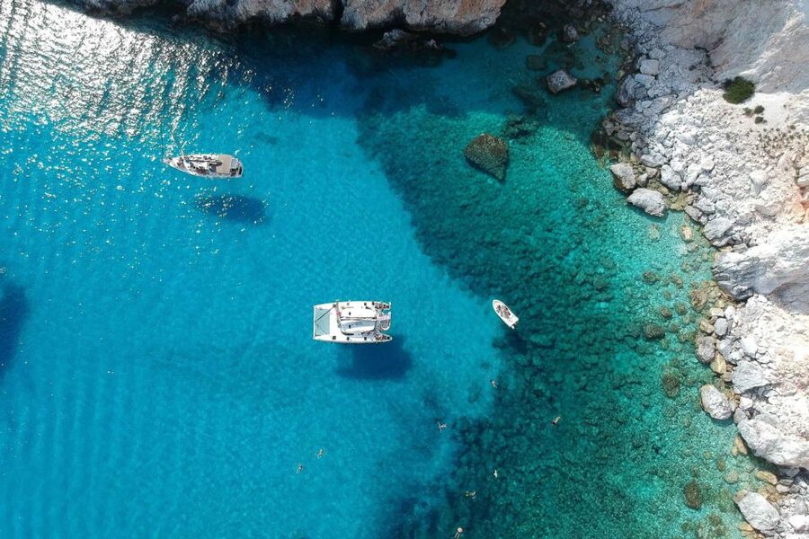 From Adamas: Milos and Poliegos Catamaran Cruise with Lunch - Gerakas, Tsigrado, and Theiorychia: the in-between stops that keep the day moving