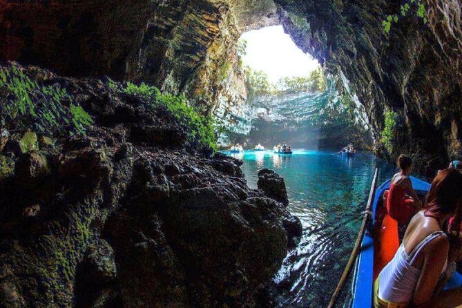 From Argostoli – Highlights of Kefalonia & Local Delights - Entering Drogarati Cave, stalactites plus that resonant big chamber