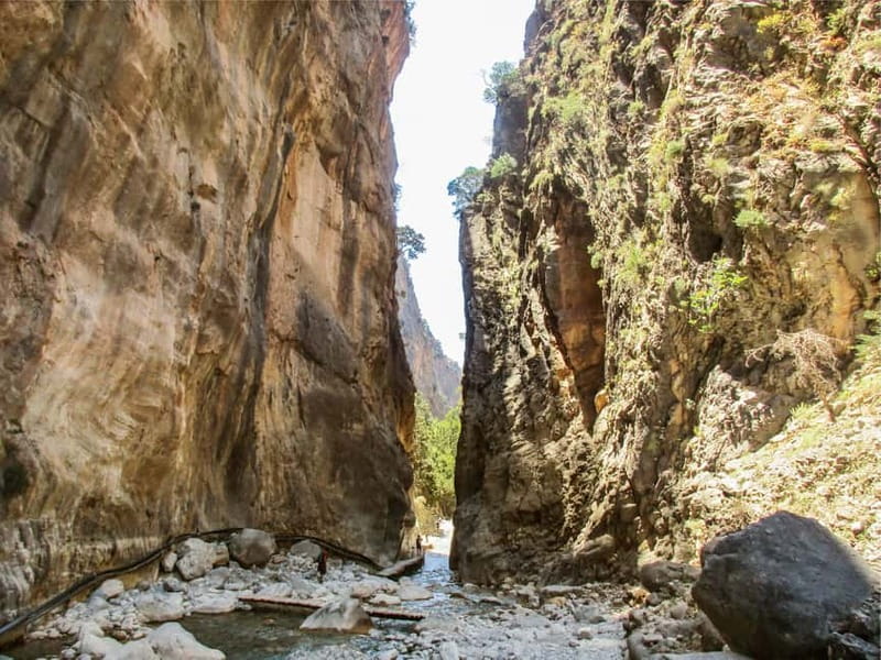 From Chania: Full-Day Samaria Gorge Trek Excursion & Guide - Inside Samaria Gorge: rocks, river, old trees, and goat sightings