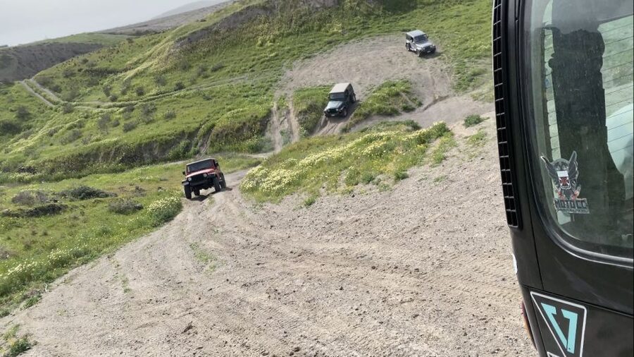 From Fira: Santorini Wrangler Jeep Convoy Tour & Villages - How the Fira Wrangler Jeep convoy tour runs in real time