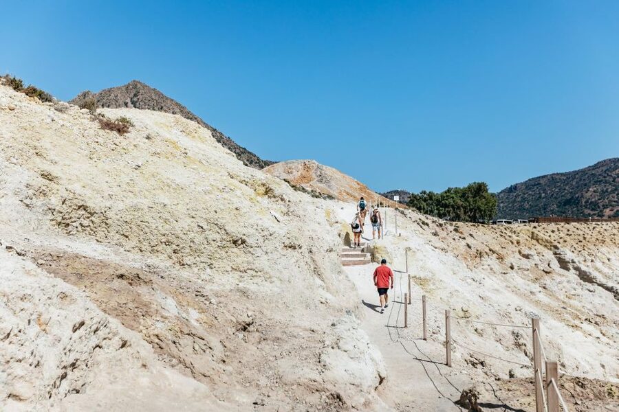 From Kos: Nisyros Island Volcano and Panagia Spiliani - Entering the Nisyros Crater: Steam, Mud, and That Strong Sulfur Smell