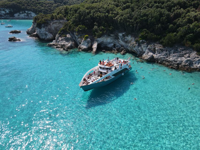 From Lefkimmi: Paxos, Antipaxos & Blue Caves Speedboat Tour - Antipaxos: 1.5 hours to swim, snorkel-lite, and cool off