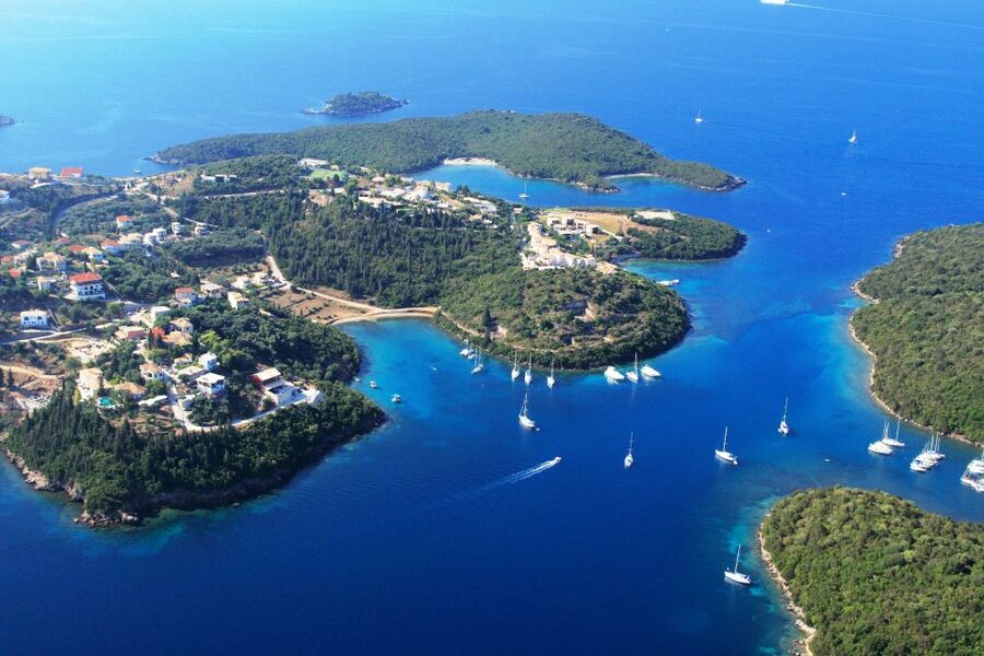 From Lefkimmi: Syvota, Blue Lagoon and Cave Sunset Cruise - Sivota town time, a real port with places to eat and browse