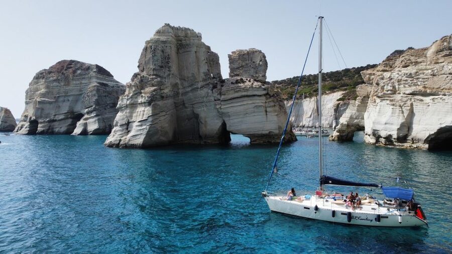 From Milos: Guided Day Cruise to Kleftiko With Lunch - Agathia Bay: the first real swim stop with breakfast and snorkel time