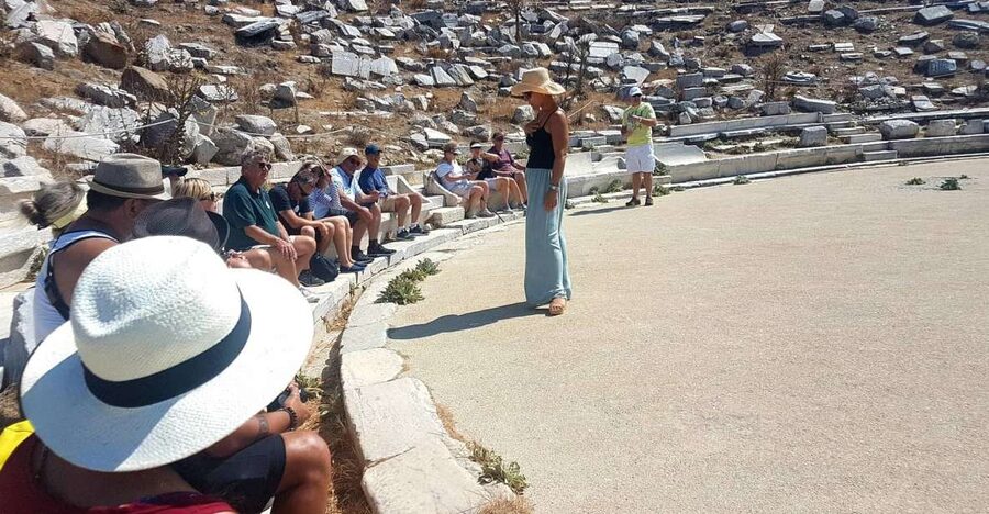 From Mykonos: Ancient Delos Tour - The guided walk: Agora and the Sacred Way