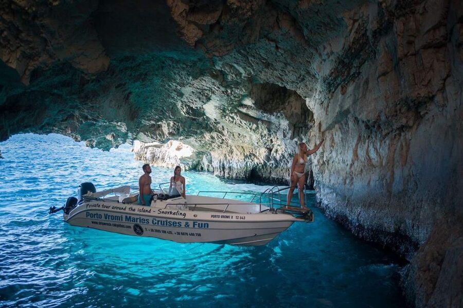 From Porto Vromi: Shipwreck Beach Private Boat Cruise - White Beach and Sfogio Beach: Where the Trip Turns Into Swimming