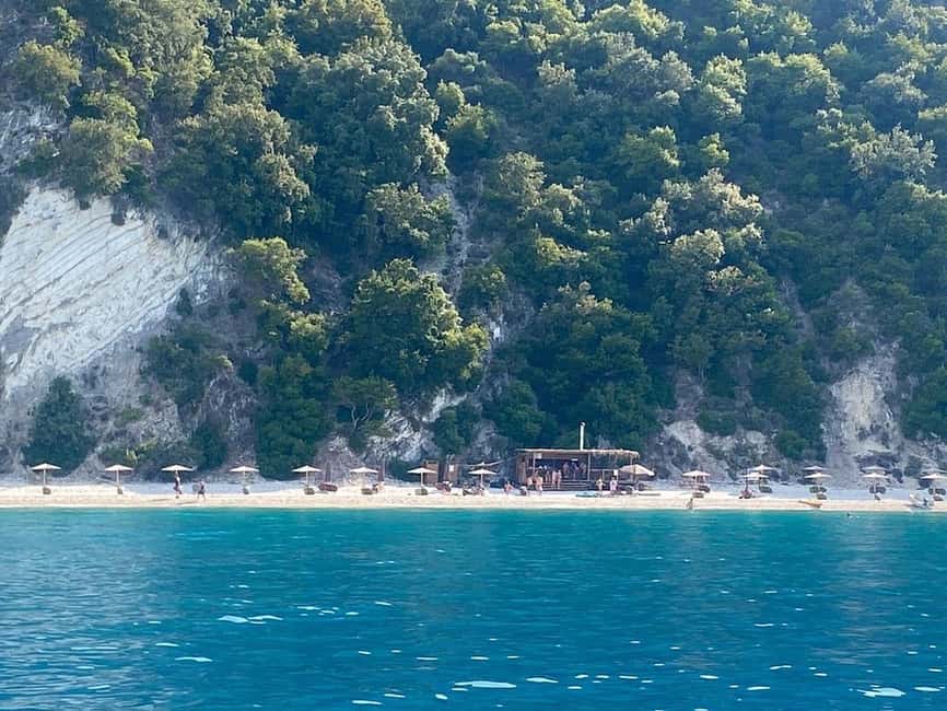 From Skala: Ithaca Day Cruise with Swim Stops & Free Time - Antisamos Beach first: turquoise water and an easy snorkeling window