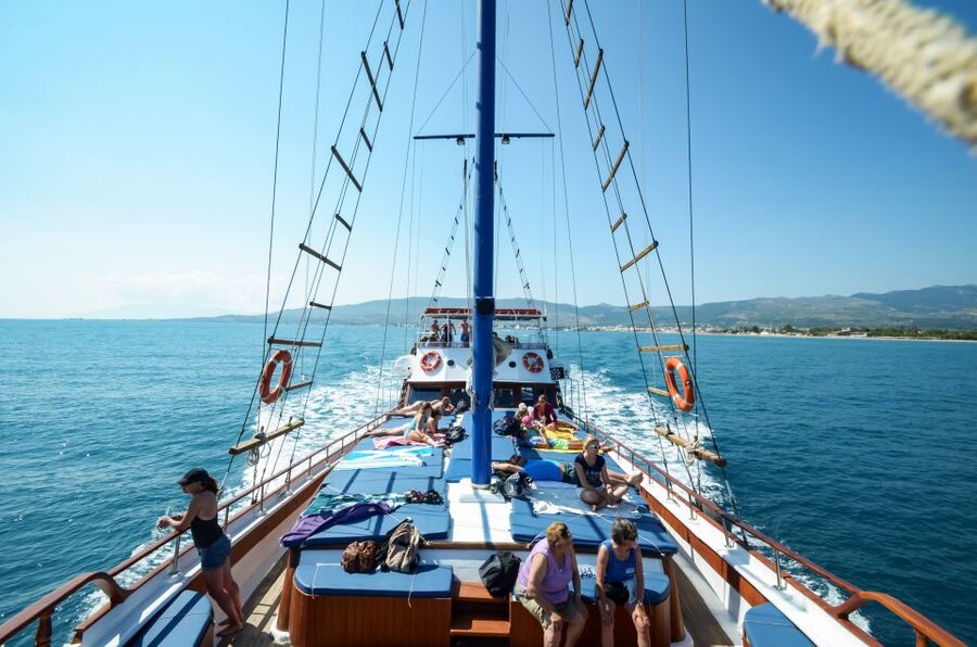 From the Port of Kos: Full Day Boat Cruise to 3 Islands - Getting On the Odyssey in Kos, and Settling In