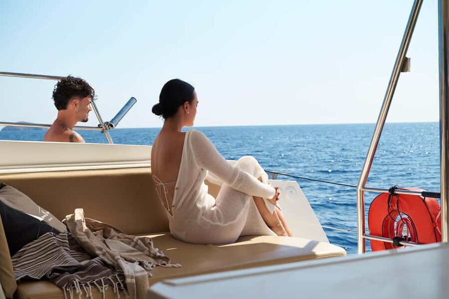 Hersonissos: Dia Catamaran Cruise with Lunch & Drinks - Sailing time to Dia: deck relaxing, drinks flowing, and shade that matters