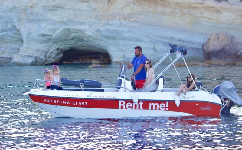 Hersonissos: Private Motorboat Rental - No License Required - Saint George Bay and the Pirate Cave Stop