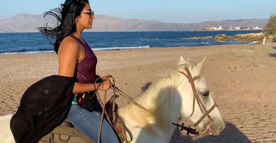 Horse riding,falasarna sunset,dinner in a tavern,drone video - Horseback on the shoreline, then straight to Falassarna’s horizon