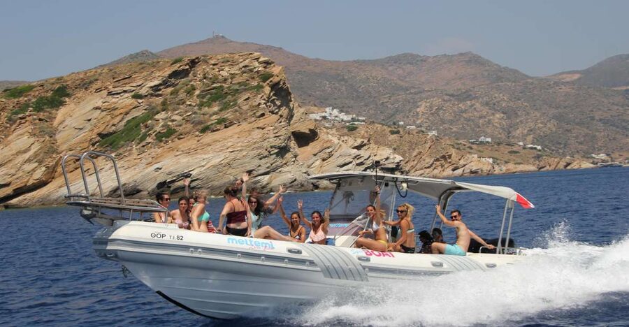 Ios Island: Speedboat Cruise from Mylopotas Beach - Koumpara at sunset: the calm finish