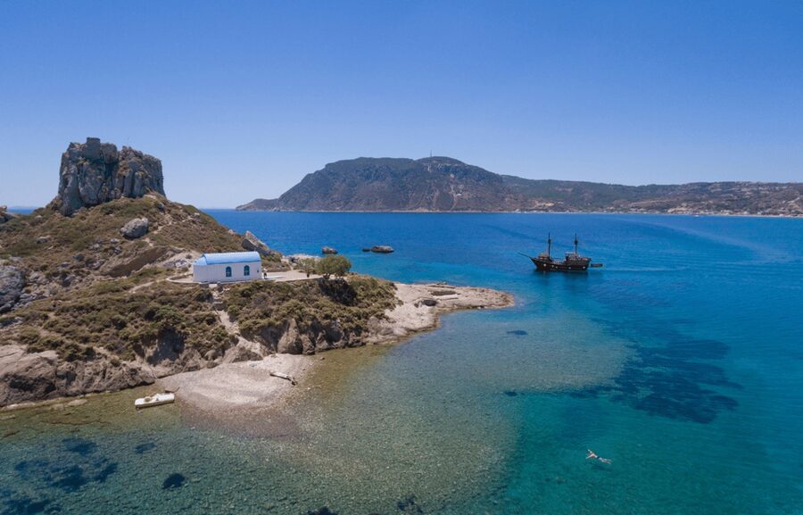 Kardamaina: Pirate Boat Cruise to 3 Bays with BBQ Lunch - A swim pause in the Dodecanese waters