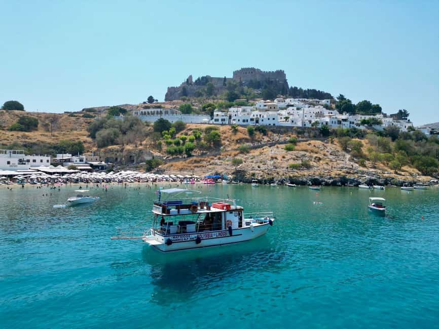 Kolymbia: All-Inclusive Catamaran Cruise with Lunch & Drinks - Your first swim stop: Tsambika Bay views plus snorkel time
