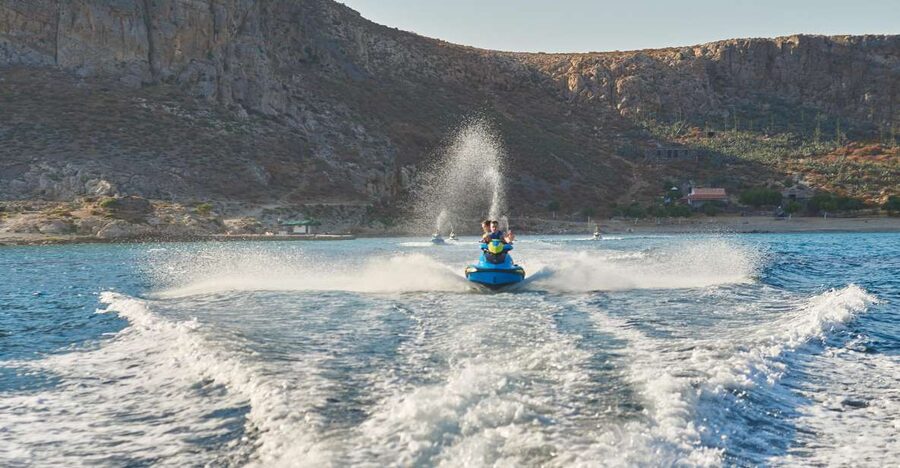 Kolymvari - Afrata & Menies Jet Ski Safari - The guide boat and route support: why you do not feel lost out there