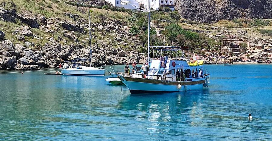 Lindos: Rhodes South-East Coast Cruise with Swim Stops - Agathi Beach: where you end up slowing down