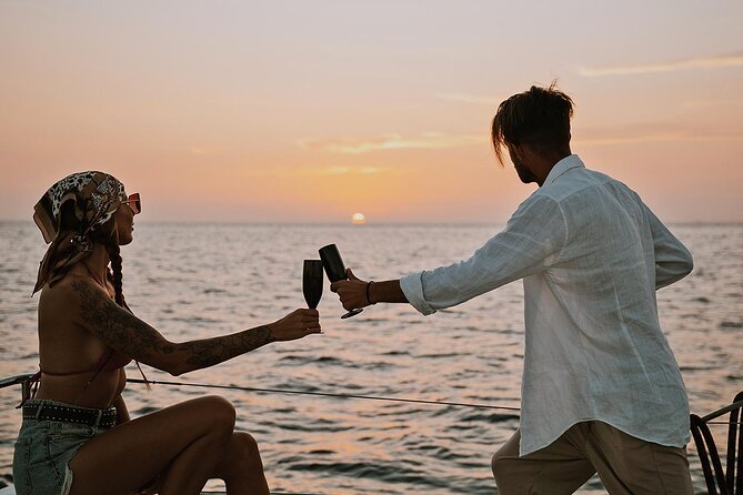 Luxury Santorini Sunset Cruise: Dinner, BBQ, Open Bar, Transfers - Thirasia island stop: swimming plus onboard lunch with views