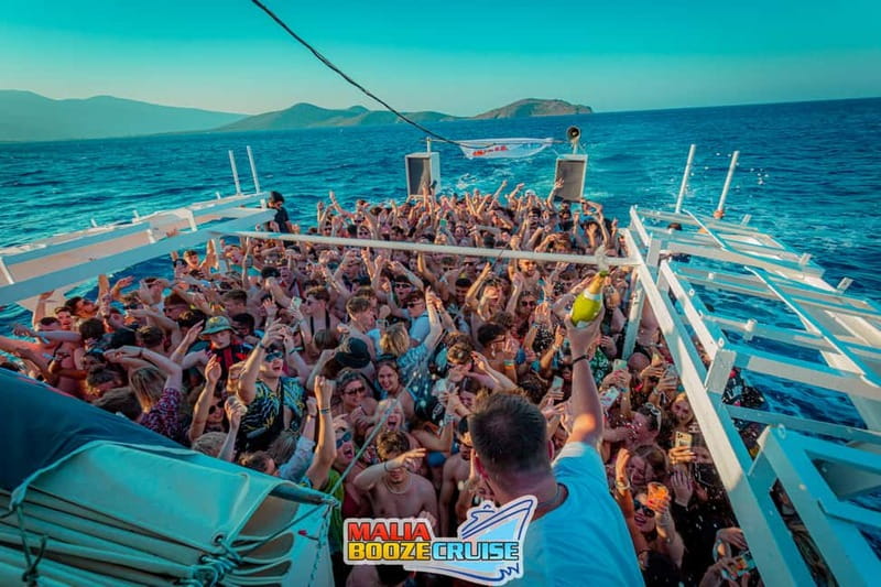 Malia: Booze Cruise Boat Party with Live Dj - The swim bay and onboard games: planning your water time