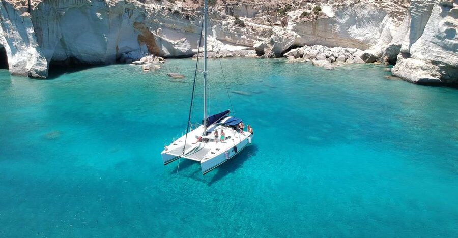 Milos: Full-Day Catamaran Cruise with Paddle Board - Meeting at Adamas and Getting Oriented Fast