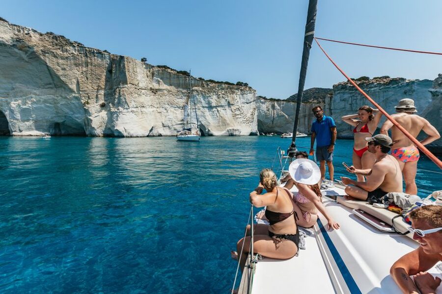Milos: Kleftiko Cruise with Meal, Drinks and Photos at Sykia - Saint Dimitrios: One More Hour to Stretch Out in the Water