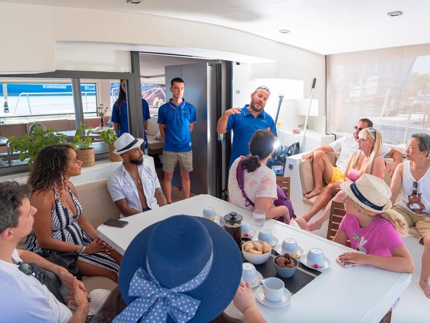 Milos: Kleftiko Sunset Catamaran Cruise with Meal & Drinks - Comfort and logistics on a modern catamaran