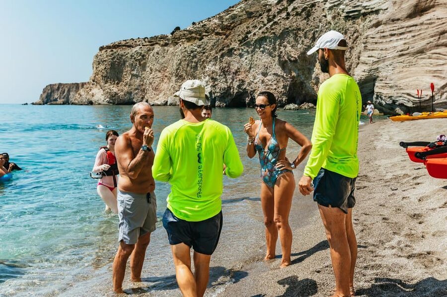 Milos: Tsigrado and Gerakas Beach Kayaking Tour - Starting at Fyriplaka: the meeting point that feels like a detour