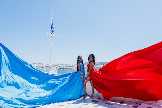 Mykonos: Flying Dress Photoshoot - Why a Flying Dress Session Makes Sense in Mykonos Town