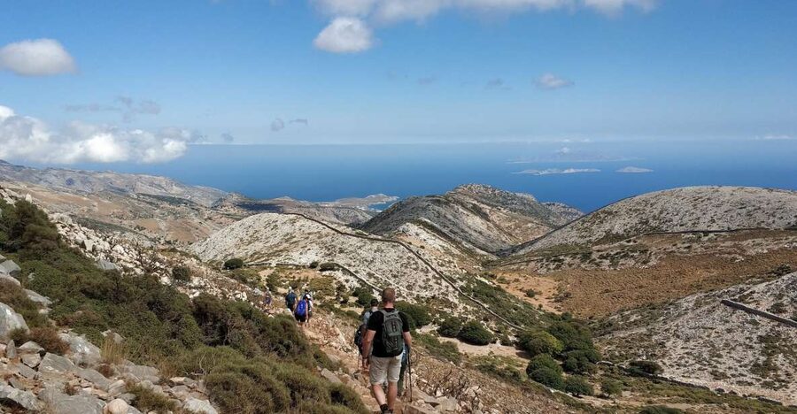 Naxos: Hike to the Top of Mount Zas with a Guide - The ancient trail climb: dirt, then jagged limestone, sea views all the way