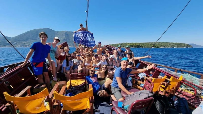 Nydri: Sailing Through History. Daily Cruise with Beach BBQ - Papanikolis marine cave stop: swim, snorkel, and learn the setting
