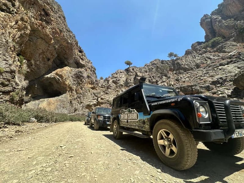 Rethymno: Full-Day Land Rover Safari to Preveli - Lunch at a traditional tavern, plus unlimited wine